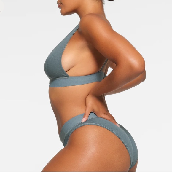 Skims Cotton Rib Plunge Bralette - Picture 3 of 7